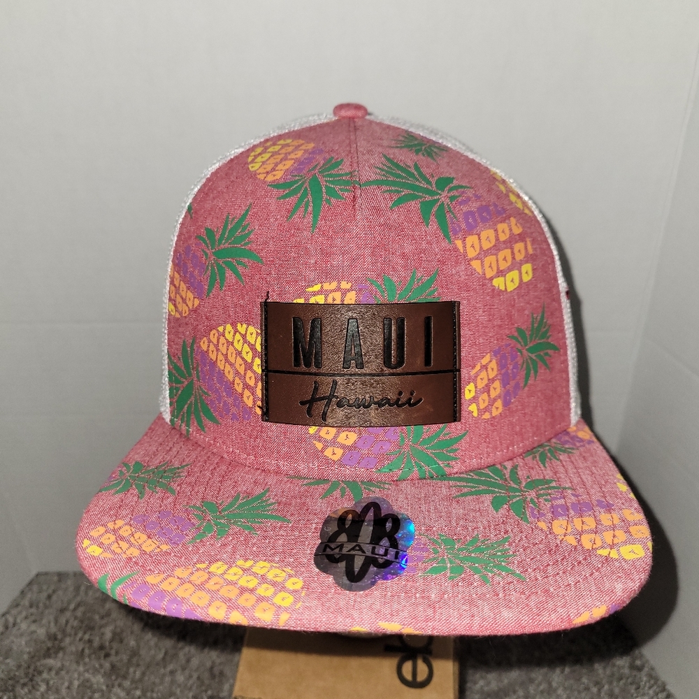 Maui Hawaii 808 Clothing Co SnapBack Hat Adjustable Pineapples Leather Patch